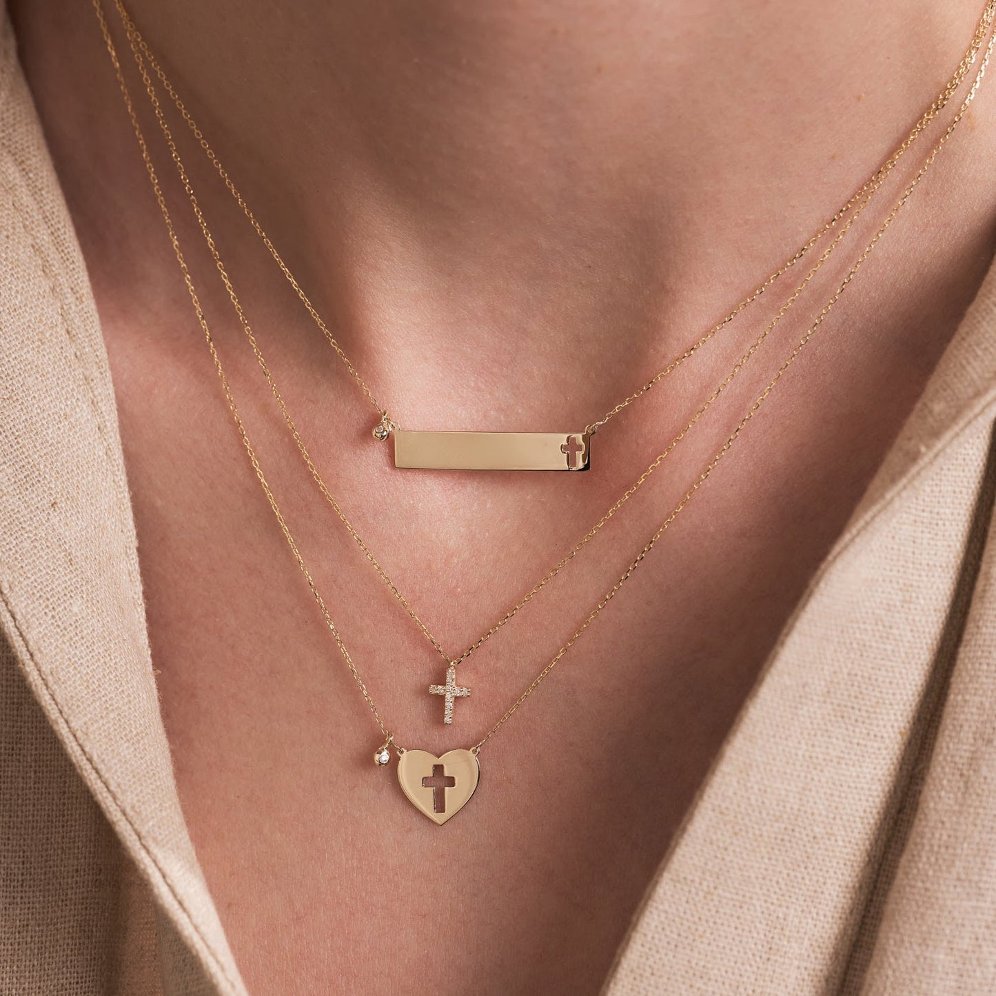 Kreuz-Herz-Diamant-Halskette