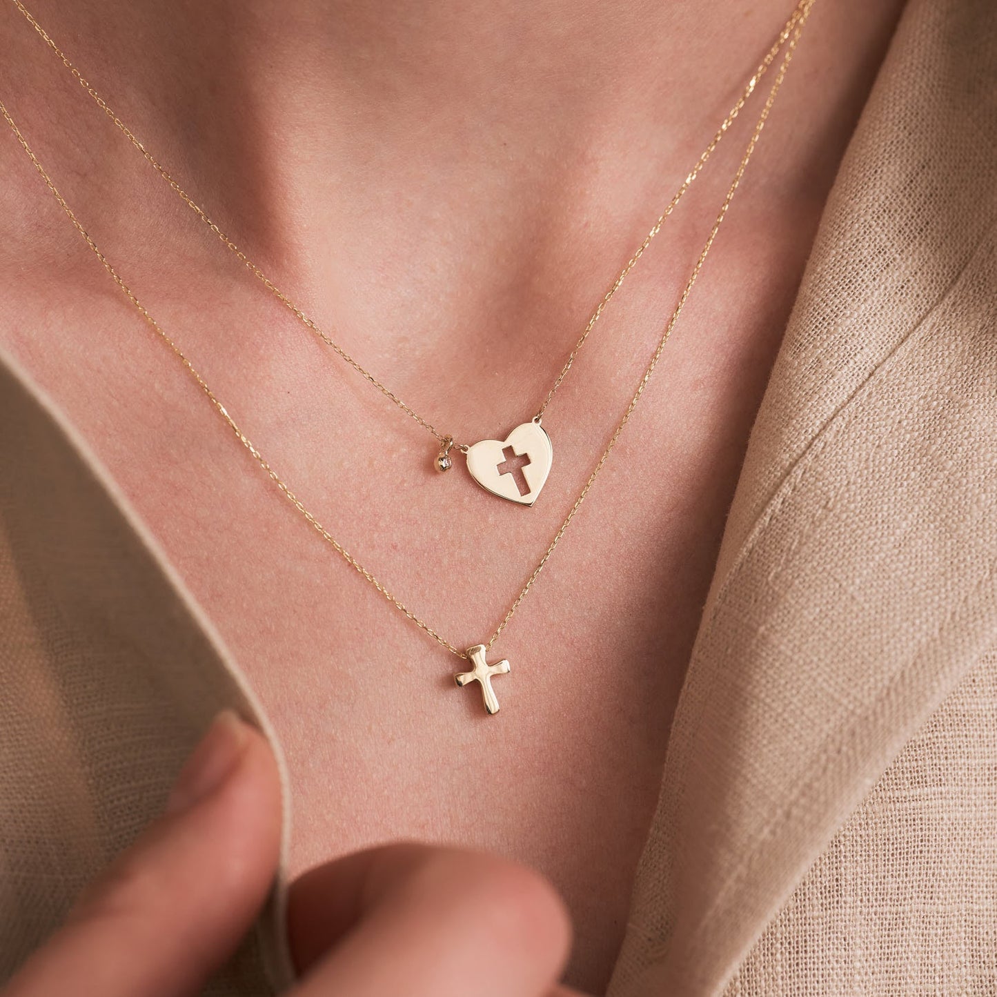 Kreuz-Herz-Diamant-Halskette