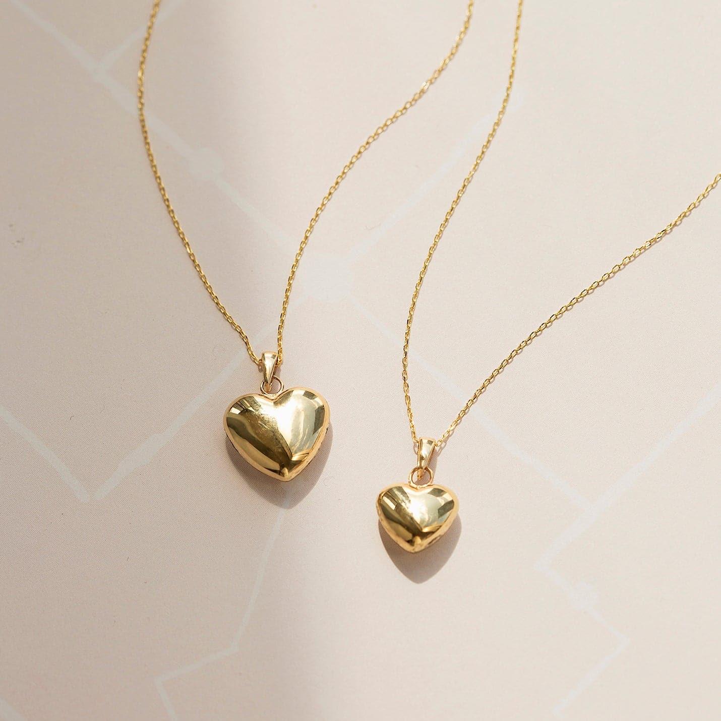 Custom Puffed Heart Necklace in 585 Solid Gold