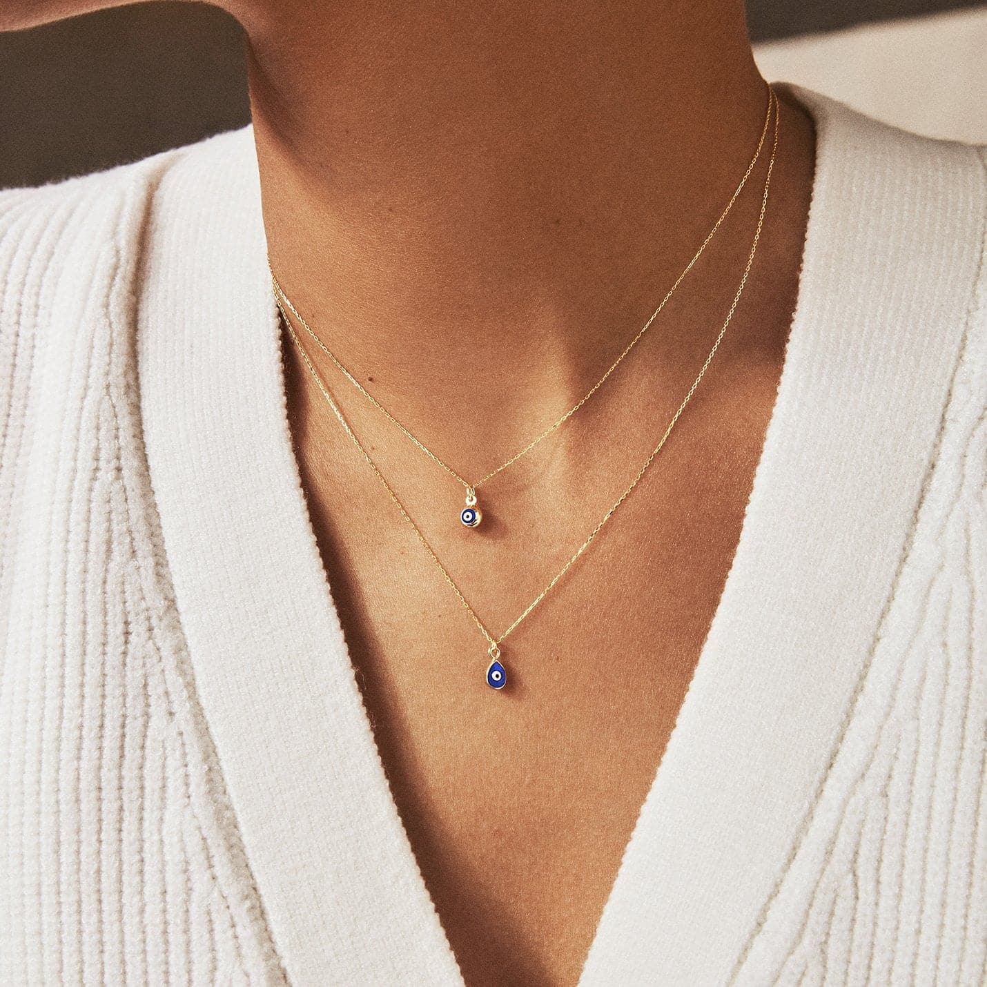 Evil Eye Ball Pendant Necklace made of 585 Gold