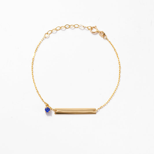 Bracelet pierre de naissance barrette gravable en or massif 585