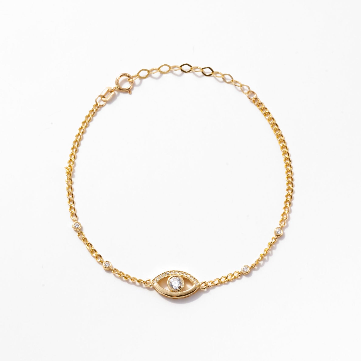 Bracelet mauvais œil et gare en or massif 585