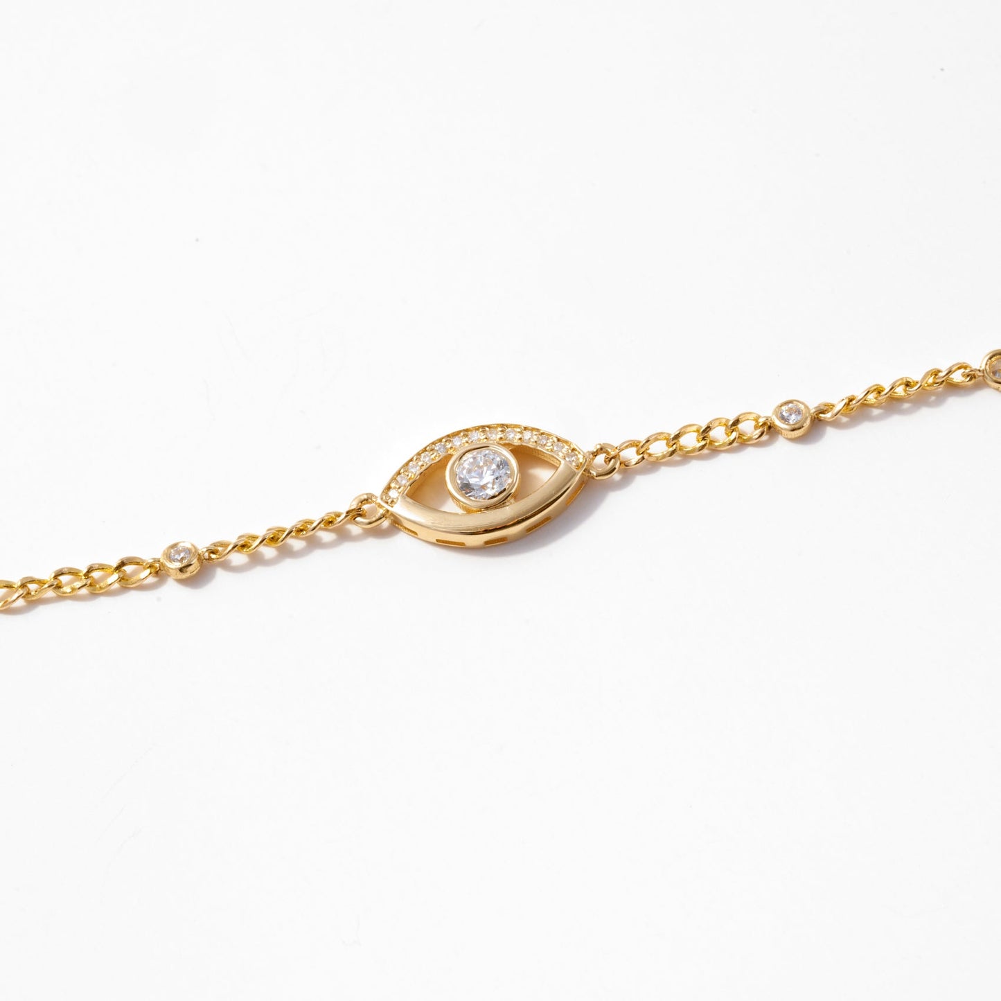Bracelet mauvais œil et gare en or massif 585