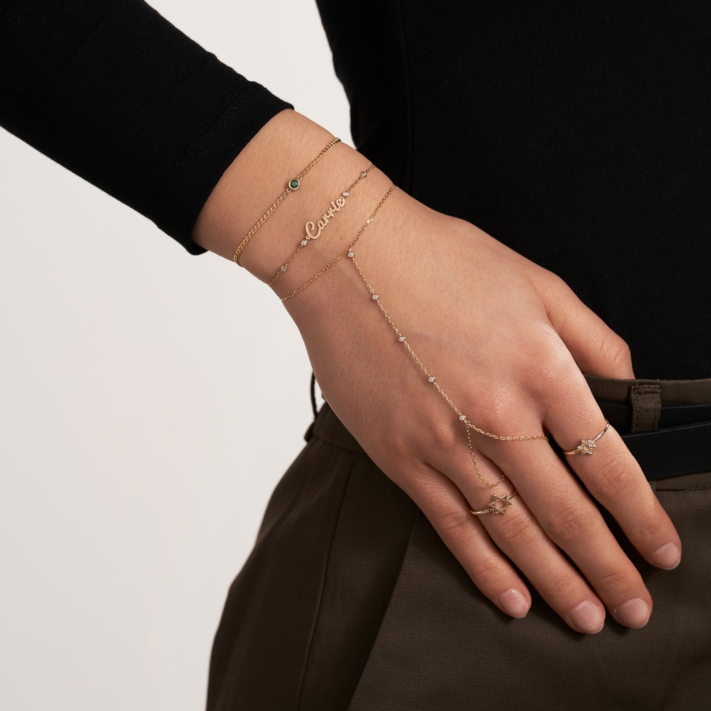 Diamant-Lünetten-Fassung Station Handkette Armband