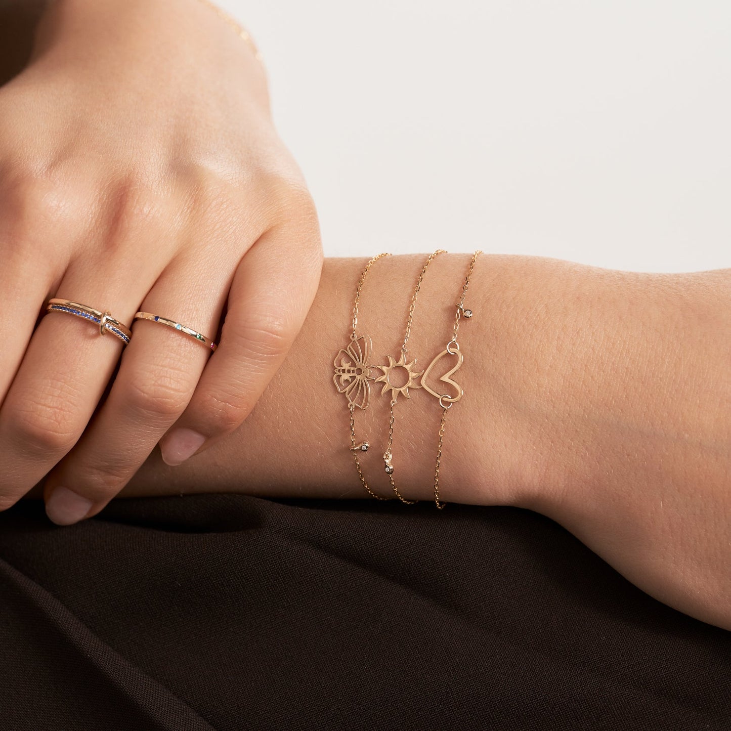 Bracelet soleil avec diamant en or massif 585