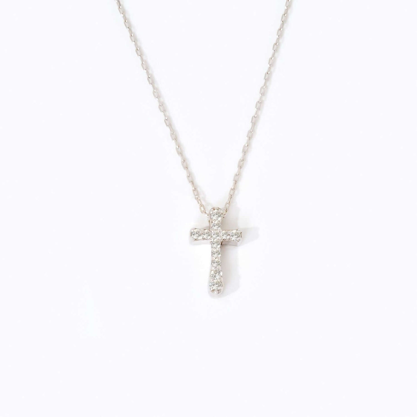 Diamond Pavé Cross Pendant Necklace in 585 Solid Gold