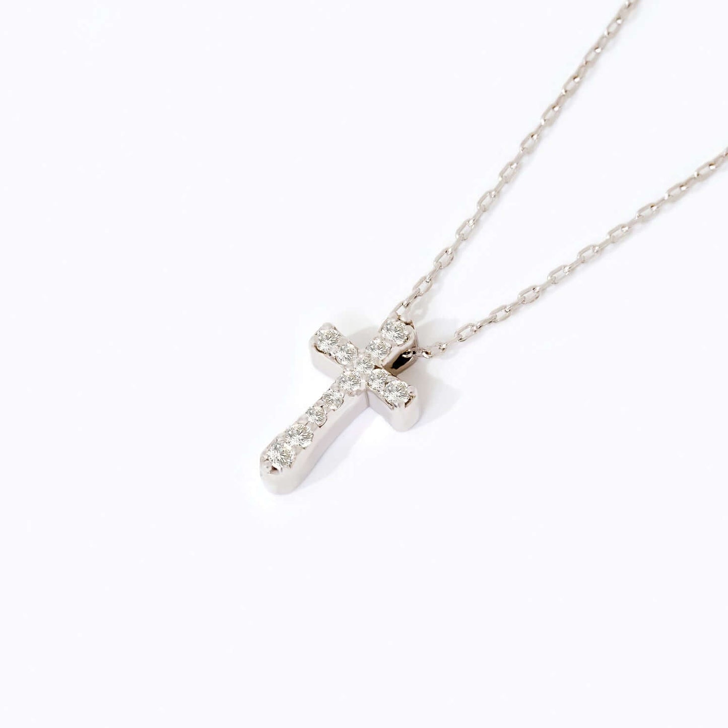 Diamond Pavé Cross Pendant Necklace in 585 Solid Gold