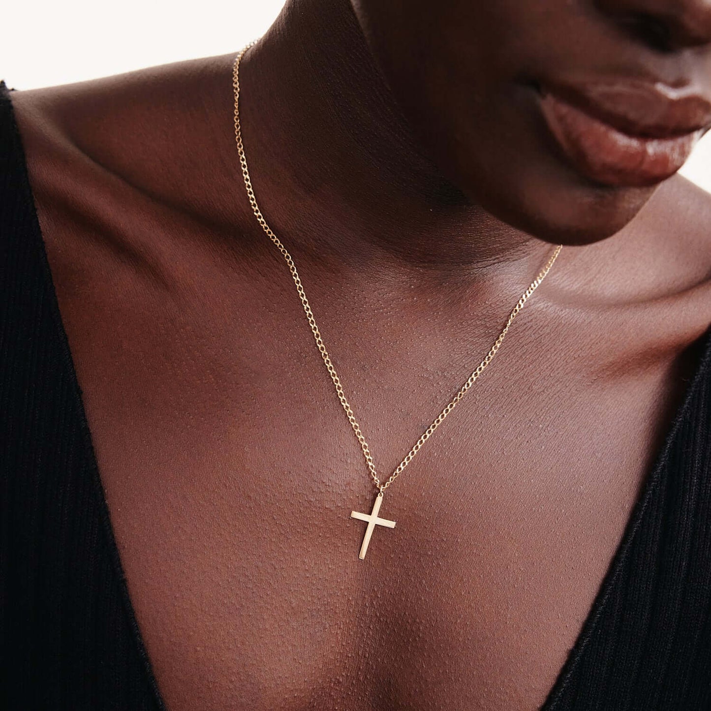 Cross Gourmet Chain Necklace in 585 Solid Gold