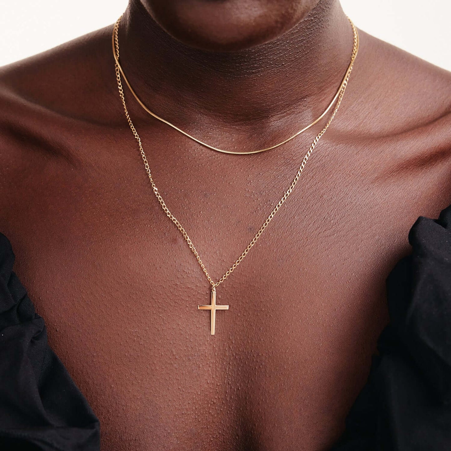 Cross Gourmet Chain Necklace in 585 Solid Gold