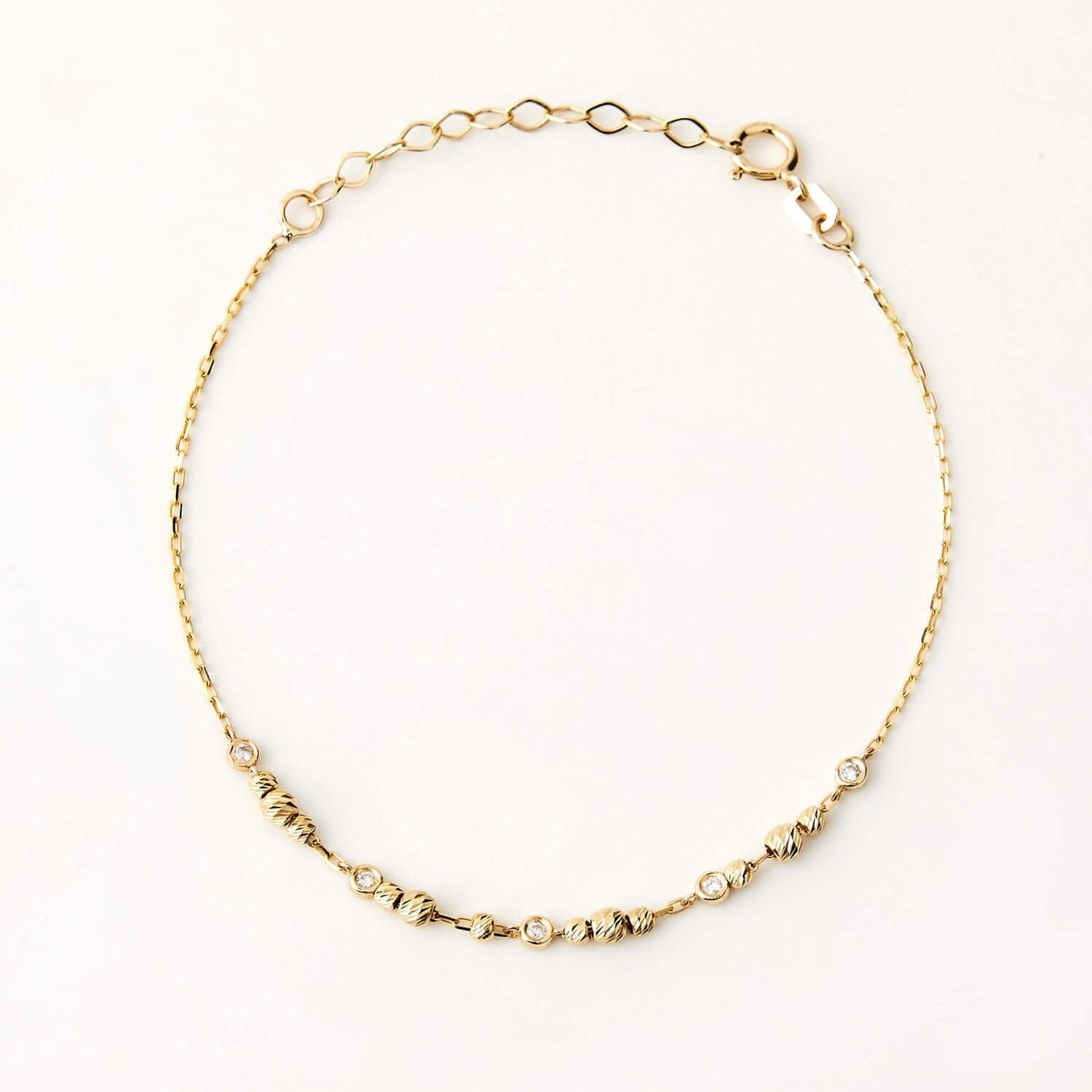 Diamond Pearl Station Bracelet in 585 Solid Gold