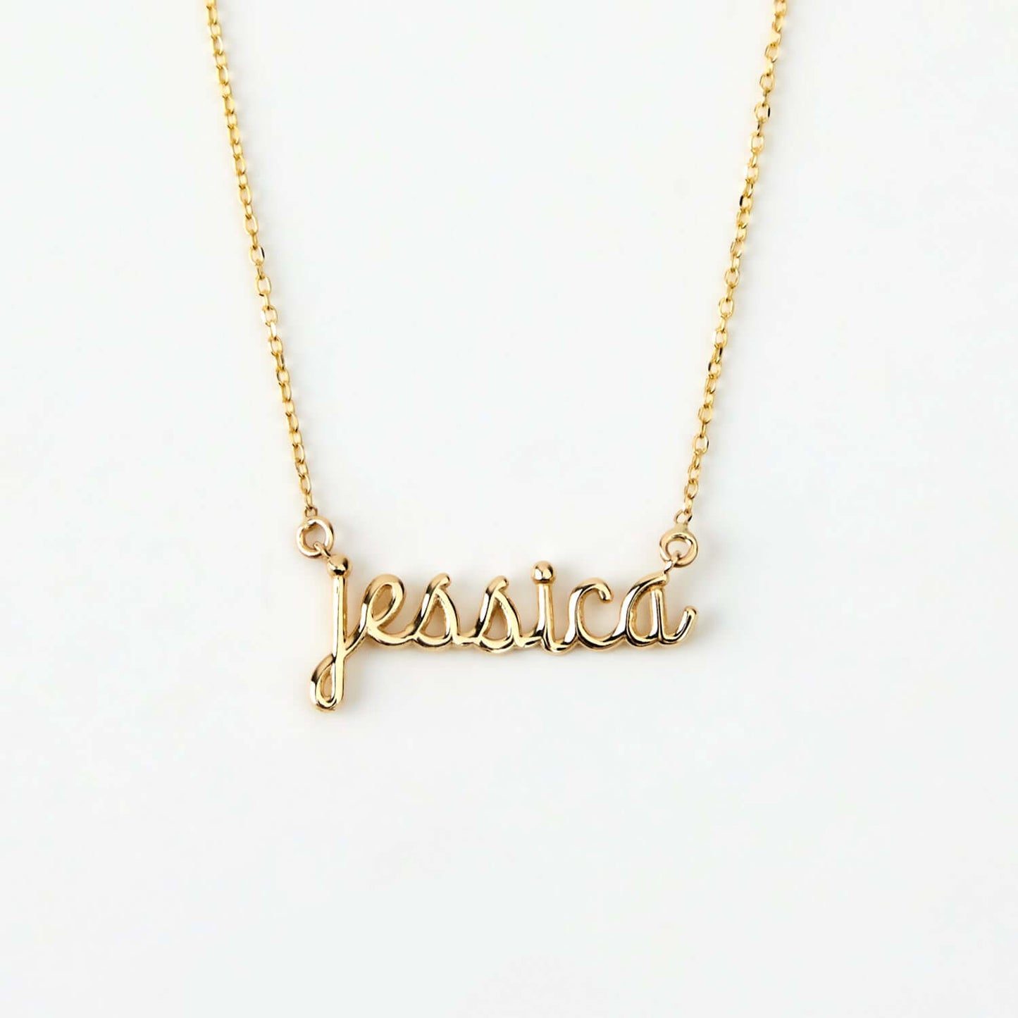 Collier de nom de script d’écriture manuscrite en or massif 585.