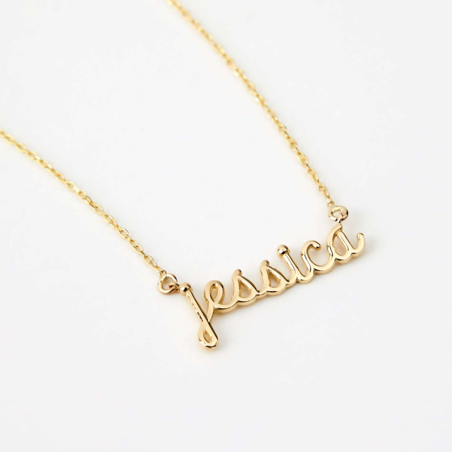 Collier de nom de script d’écriture manuscrite en or massif 585.