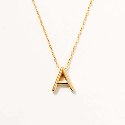 Balloon initial letter necklace in 585 solid gold