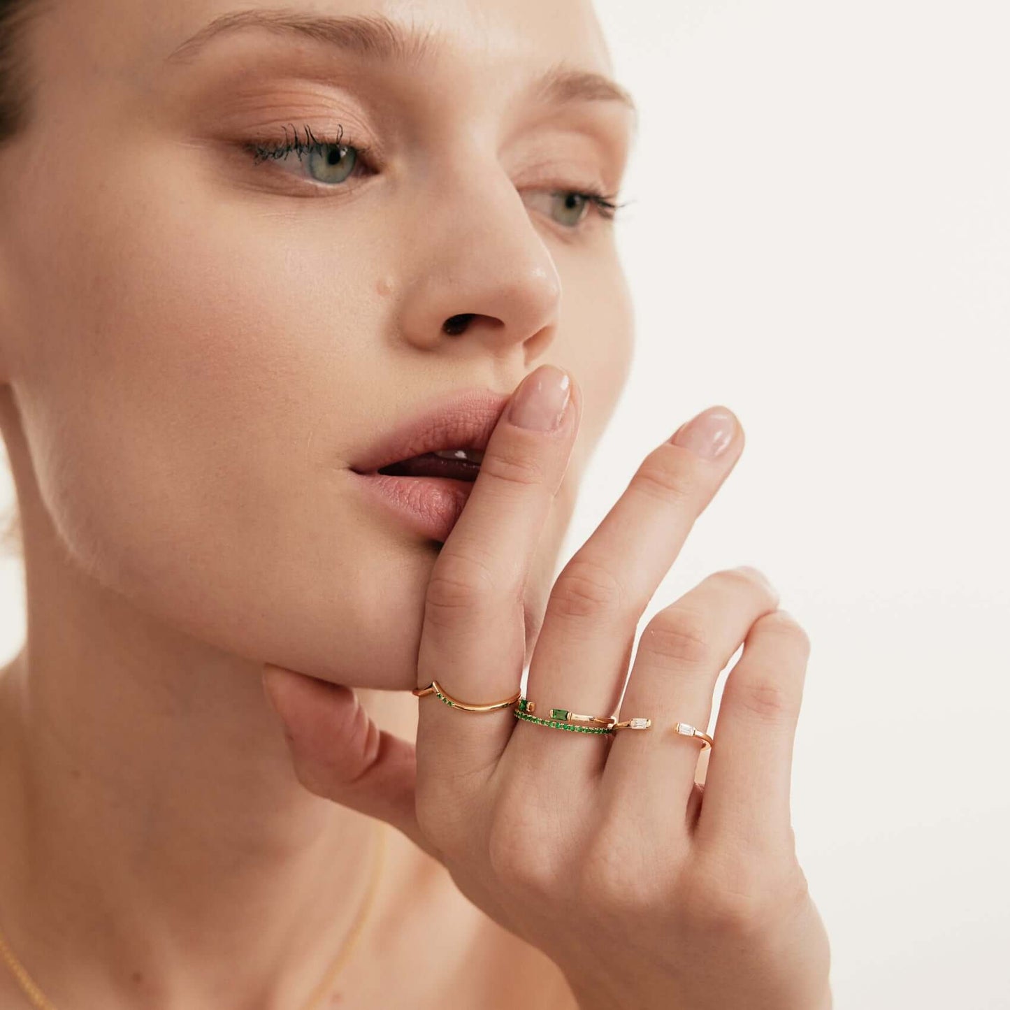 Bague ouverte Baguette Duo Pierre de Naissance en or massif 585