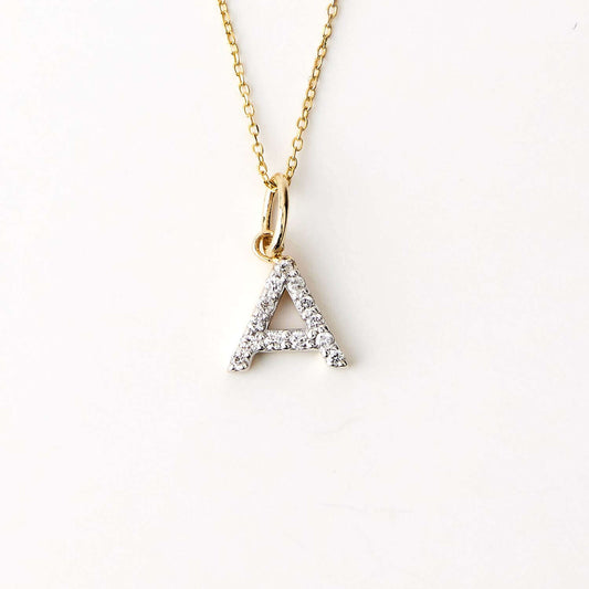 Diamond letter necklace in 585 solid gold | Diamond letter