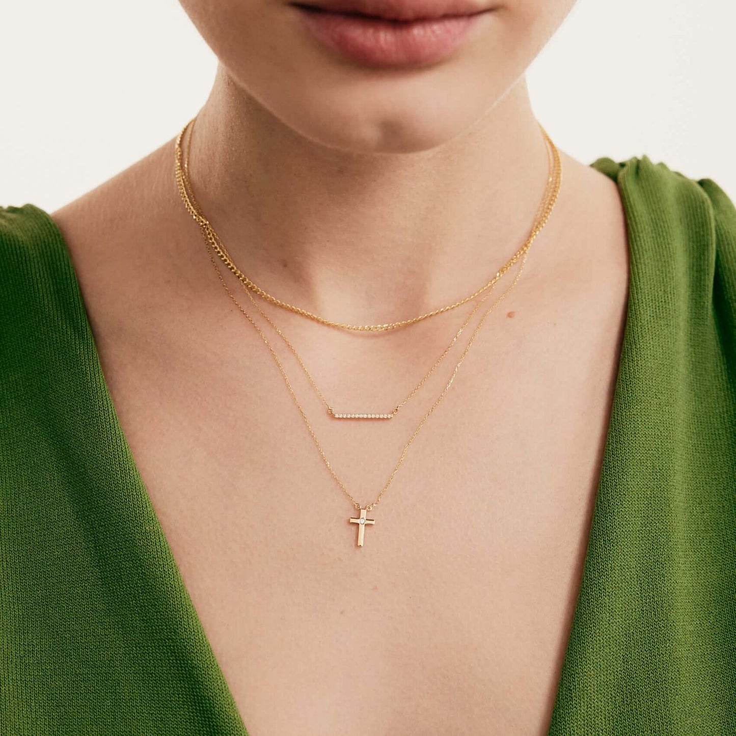 Diamond Solitaire Cross Necklace in 585 Solid Gold