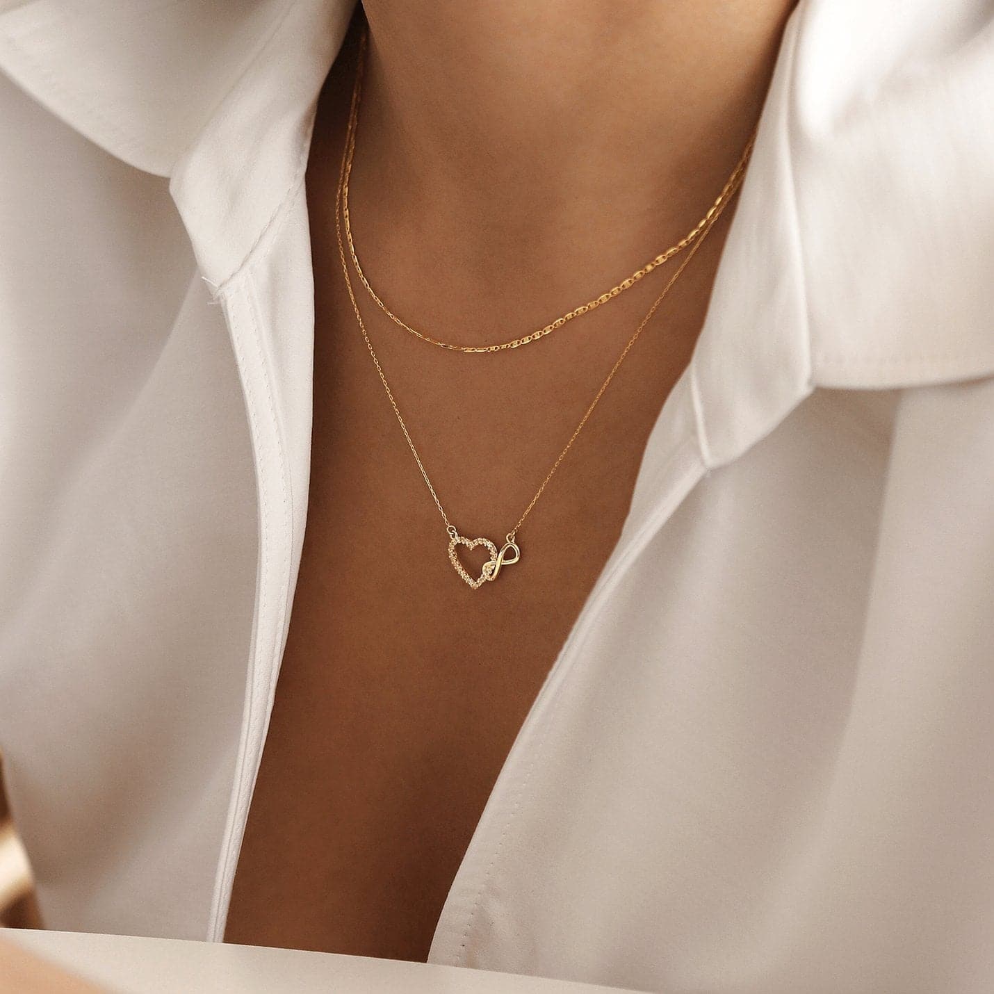 Collier cœur infini en or massif 585