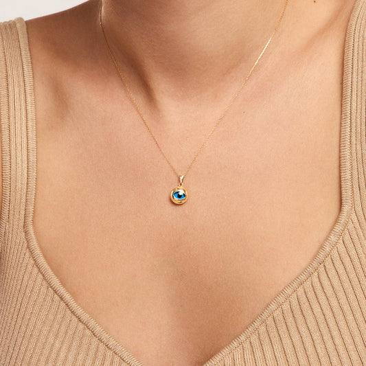 Collier rond mauvais œil en or massif 585