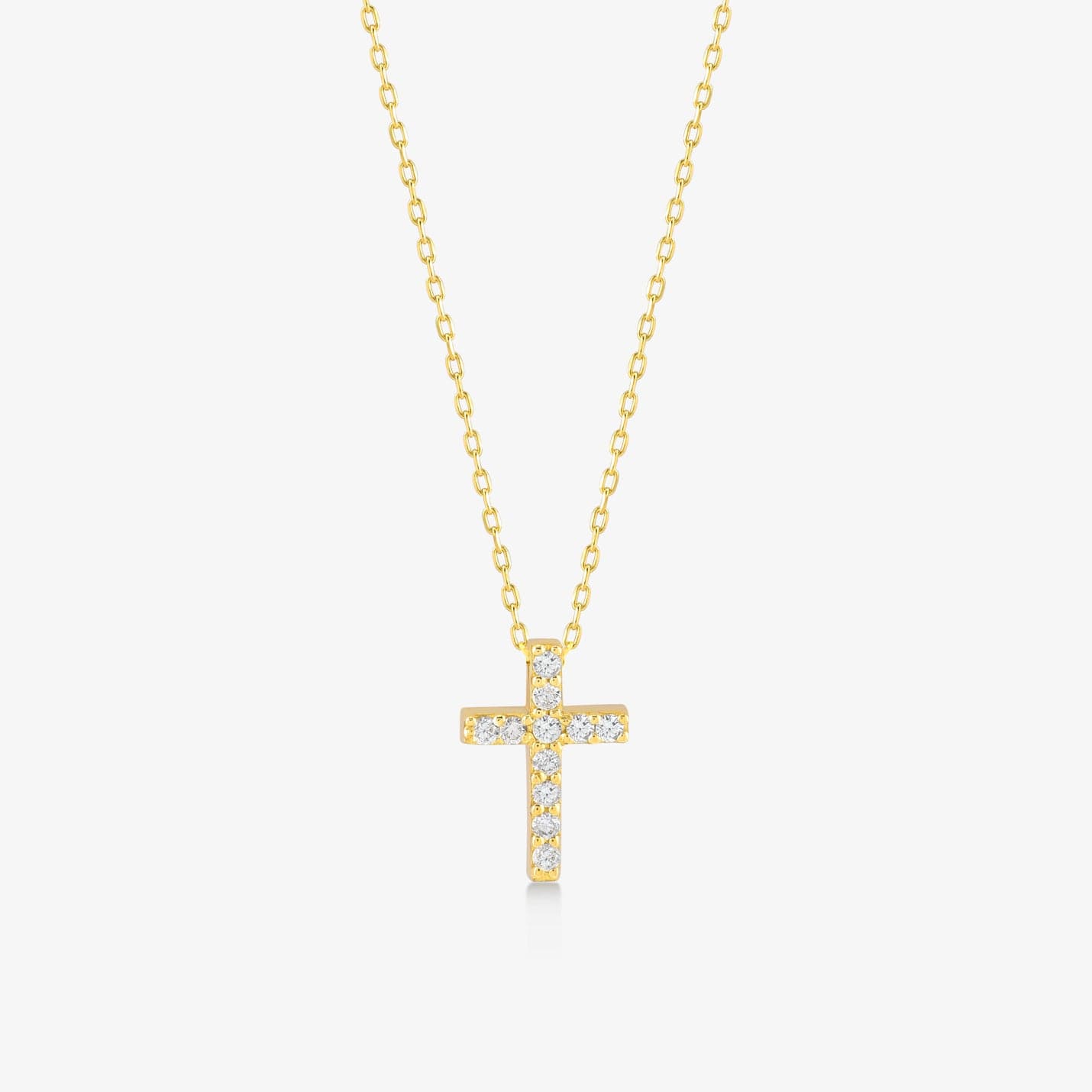 Diamond pave cross necklace made of 585 solid gold