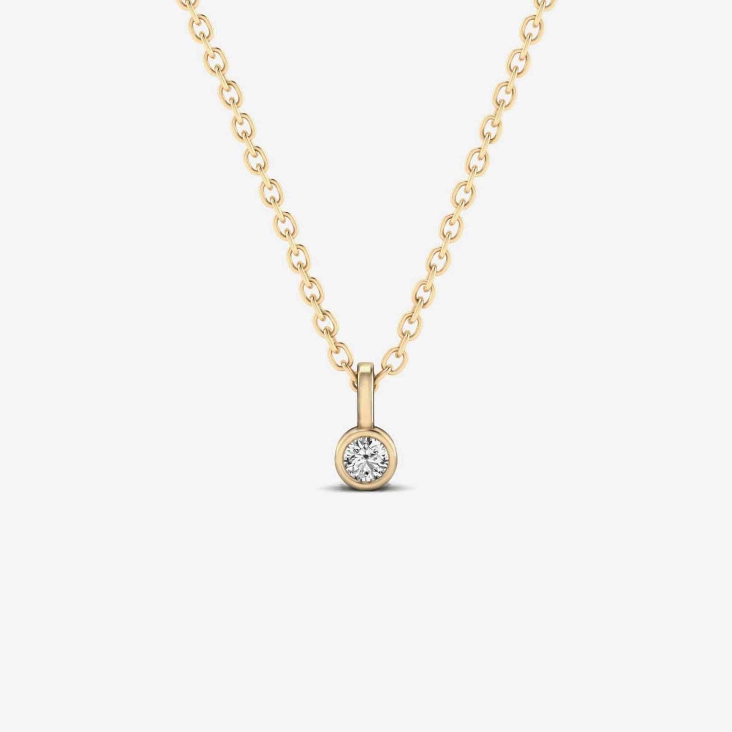 Solitaire diamond pendant necklace with bezel made of 585 yellow gold