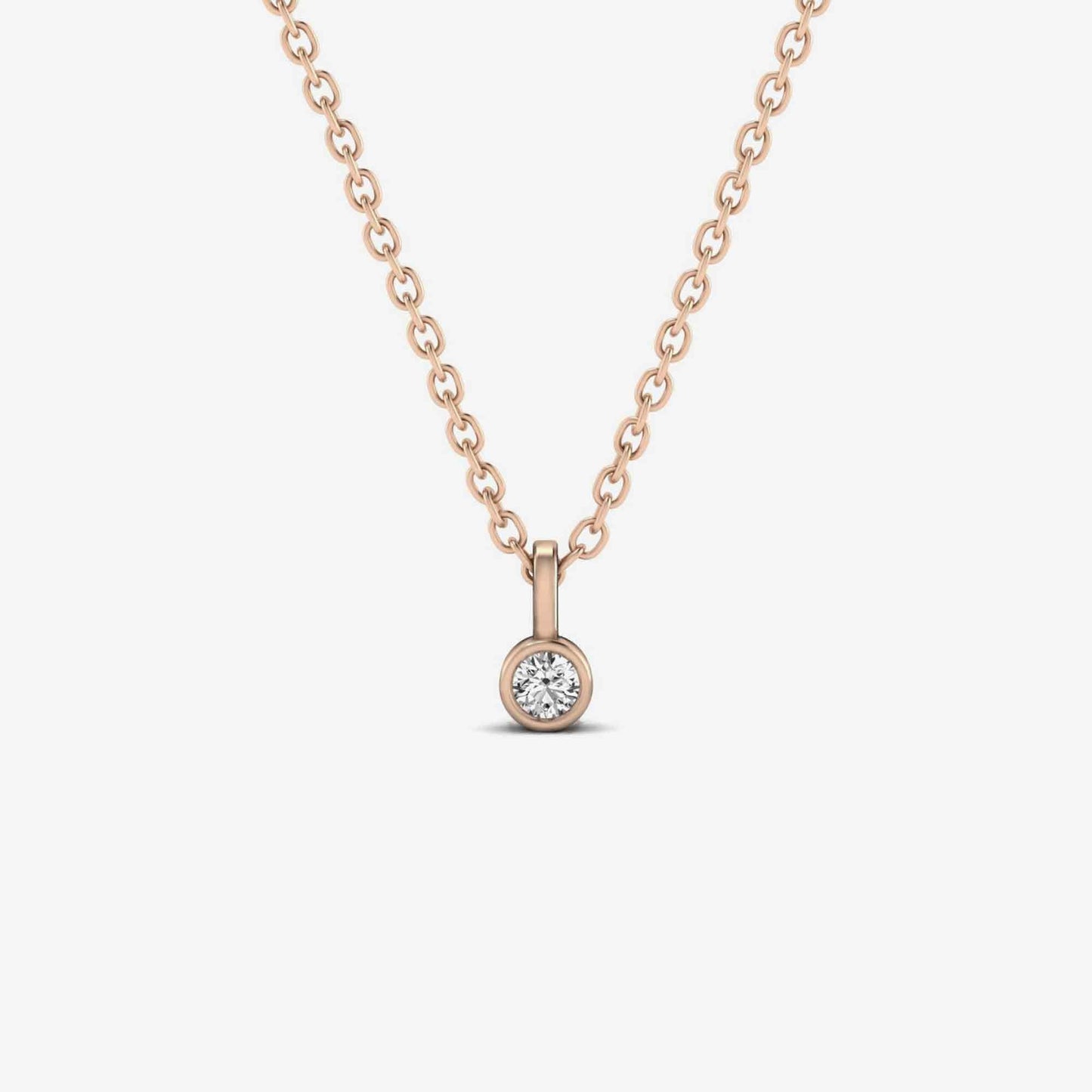 Solitaire diamond pendant necklace with bezel made of 585 yellow gold