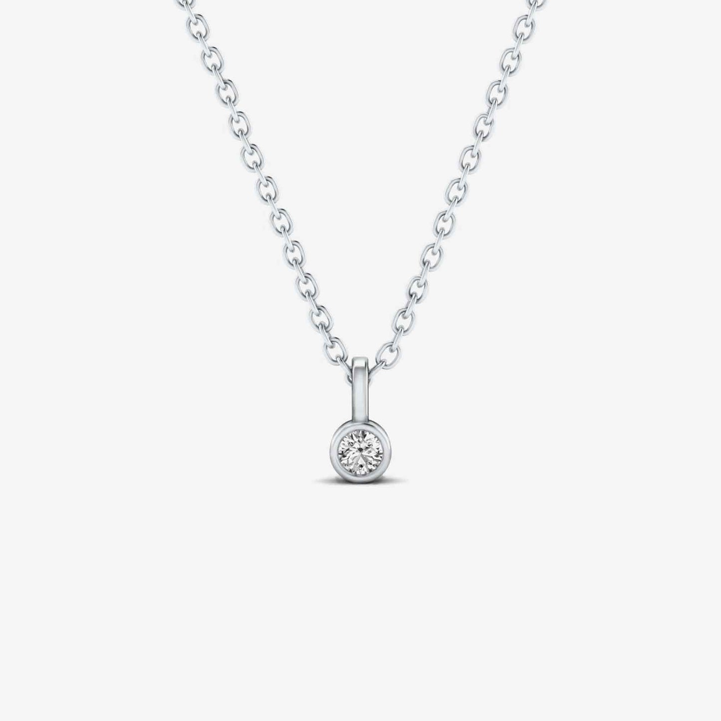 Solitaire diamond pendant necklace with bezel made of 585 yellow gold