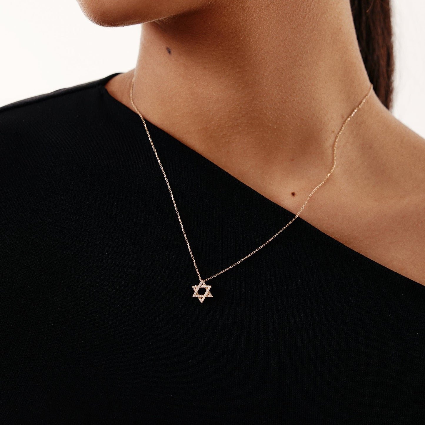 Collier de diamants étoile de David en or 585