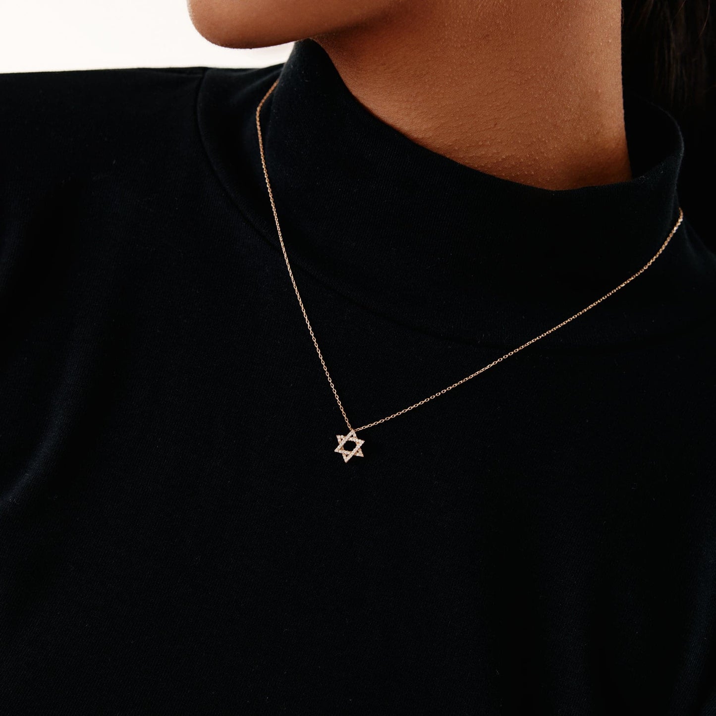 Collier de diamants étoile de David en or 585