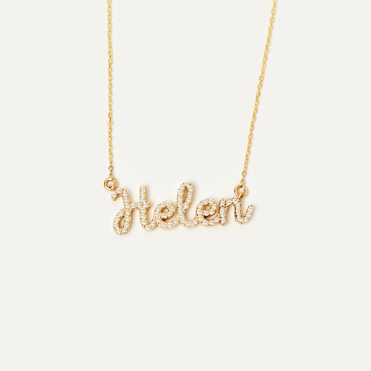 Individual Diamond Cursive Name Necklace in 14K Gold