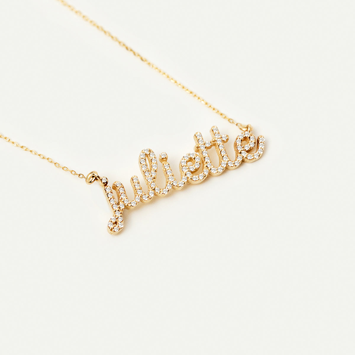 Individual Diamond Cursive Name Necklace in 14K Gold