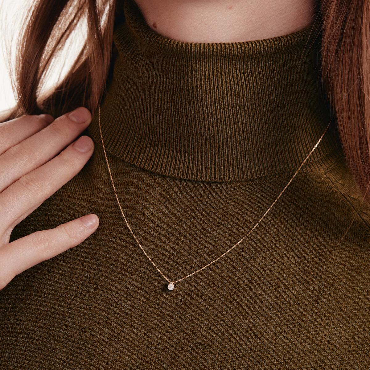 Collier solitaire diamant taille ronde en or 585