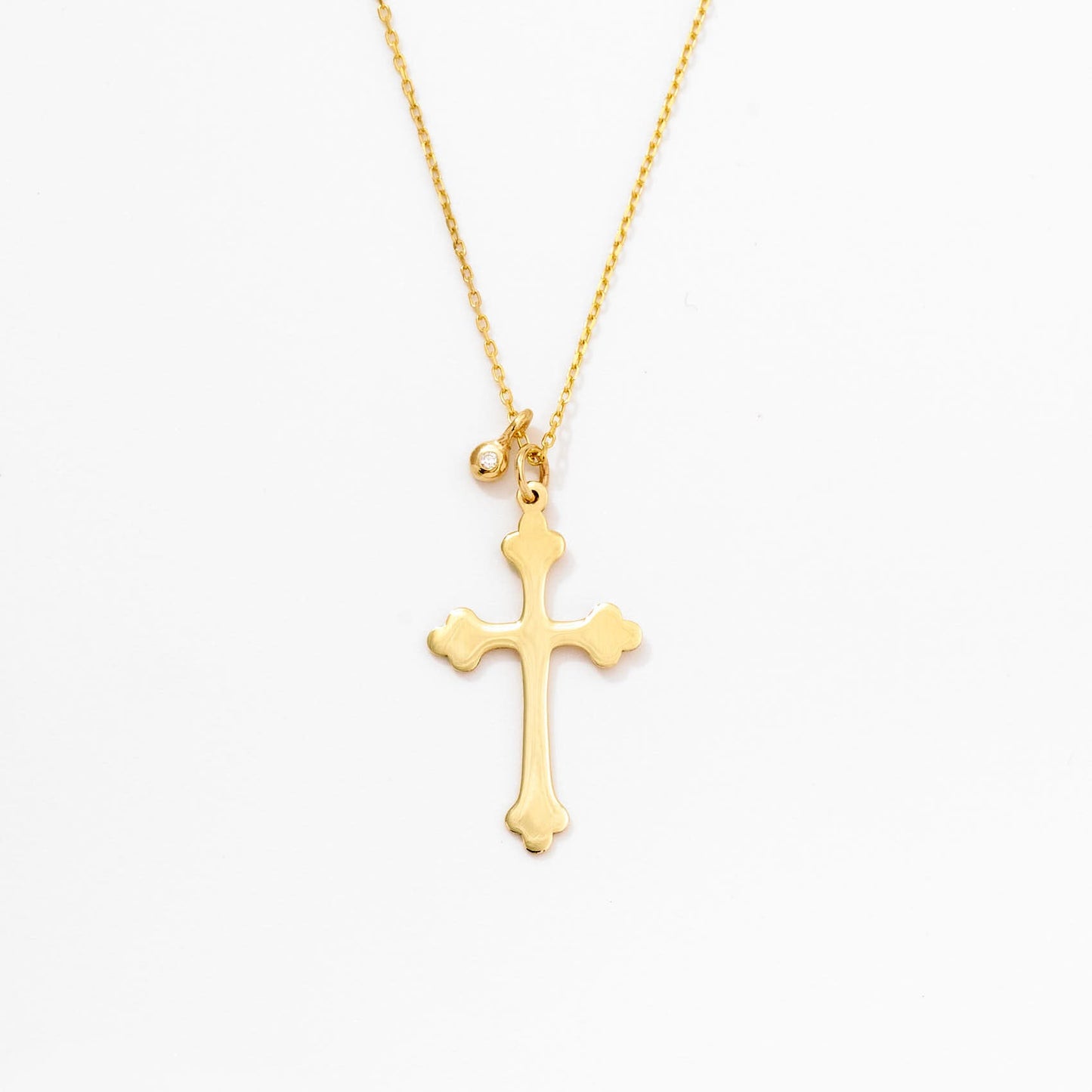 Collier croix serti de diamants en or massif 585