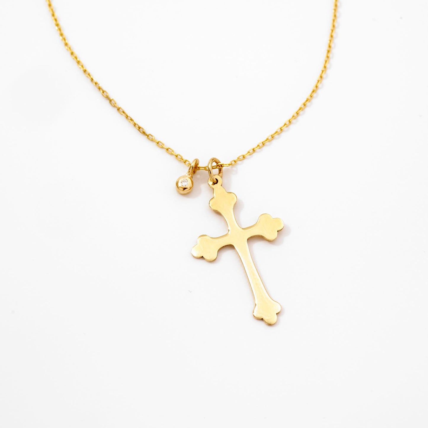 Collier croix serti de diamants en or massif 585
