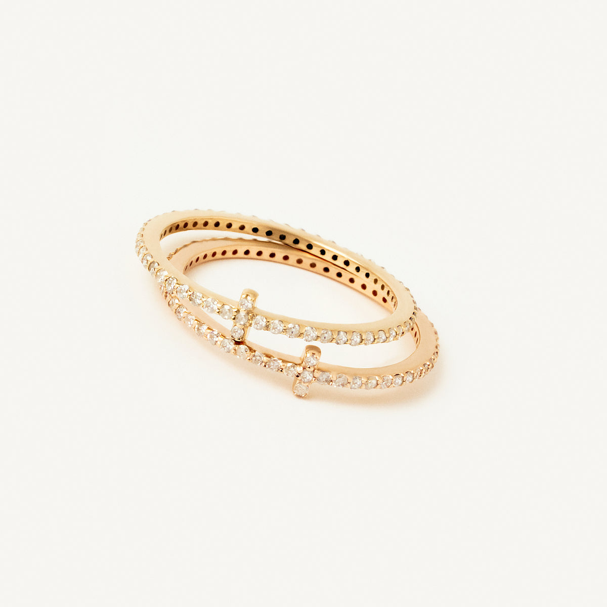 Bague d'éternité croix diamant en or 585