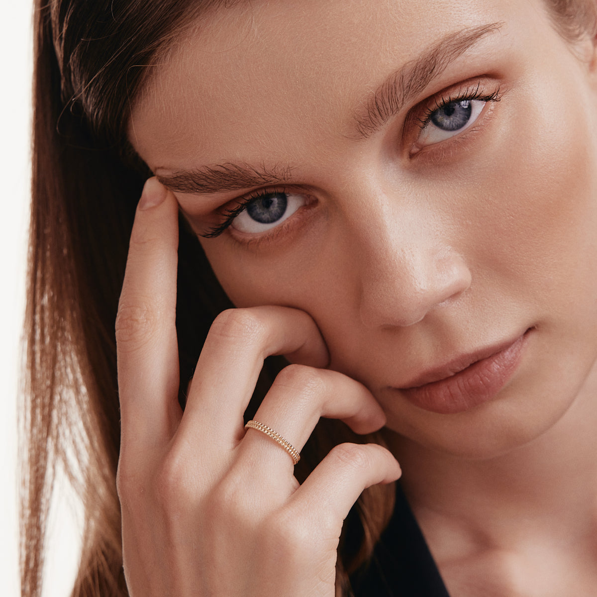 Doppelball-Beaded-Ewigkeitsring