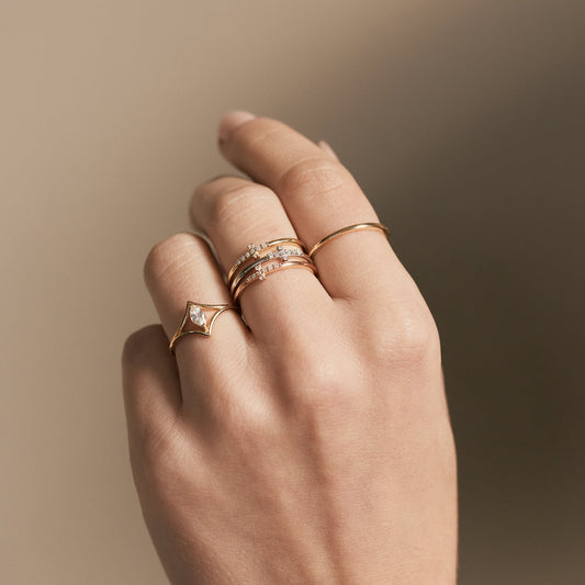 Bague marquise personnalisée en or massif 585