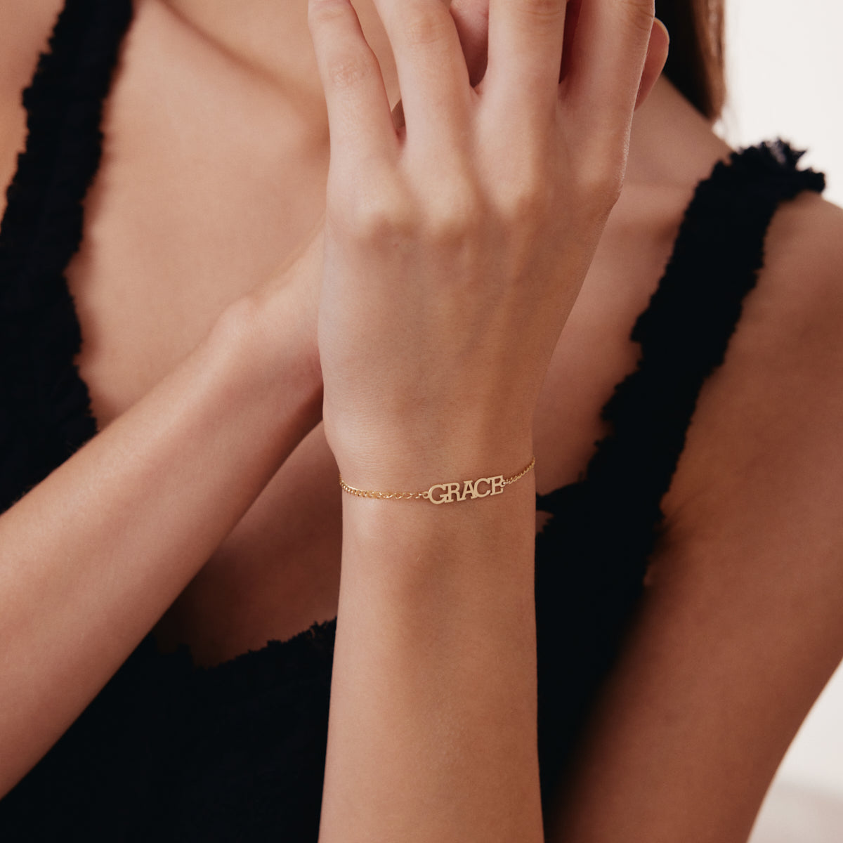 Bracelet chaîne gourmette prénom en or 585