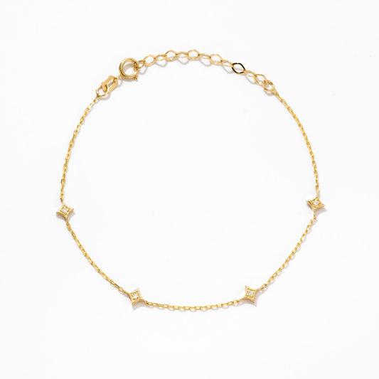 Bracelet station étoile diamant en or massif 585