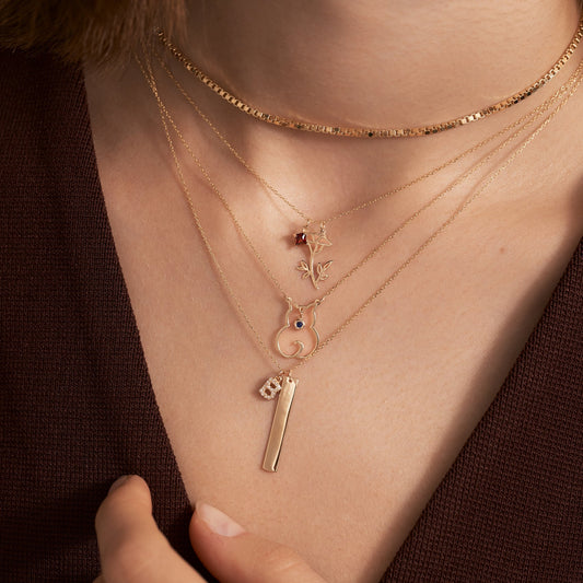 Geburtsblume mit Geburtsstein Anhänger Halskette