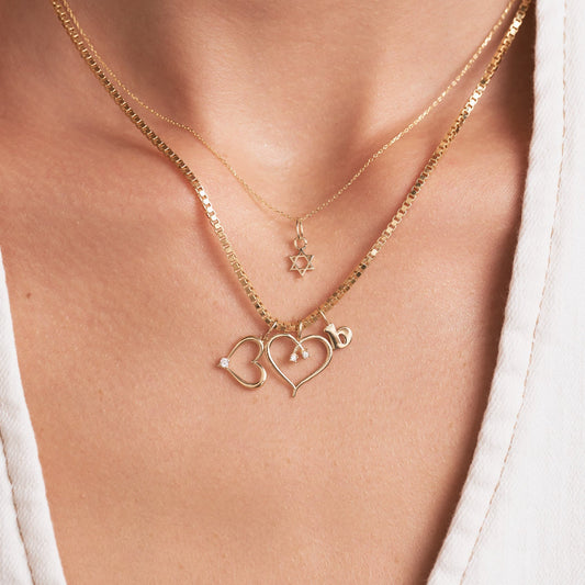 Offene Herzkette mit zwei Diamanten