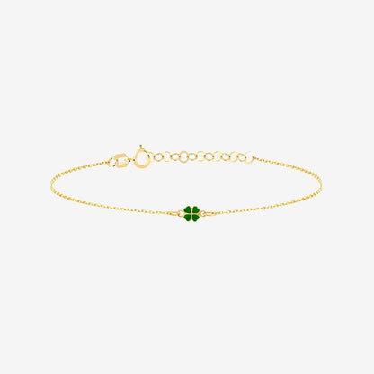 Green cloverleaf bracelet made of 585 solid gold