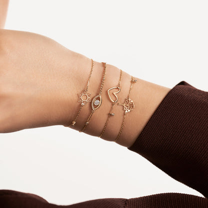 Bracelet mauvais œil et gare en or massif 585