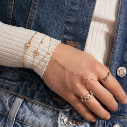 Bracelet mauvais œil et gare en or massif 585