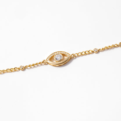 Bracelet mauvais œil et gare en or massif 585