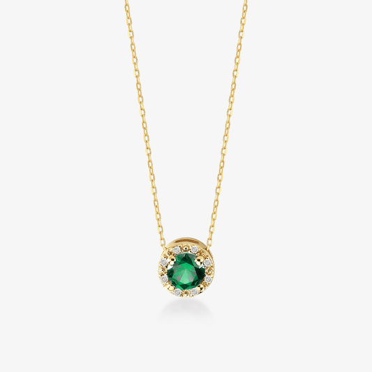 Diamant-Smaragd-Halo-Halskette