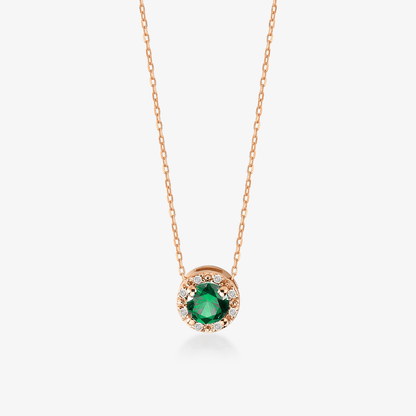 Diamant-Smaragd-Halo-Halskette