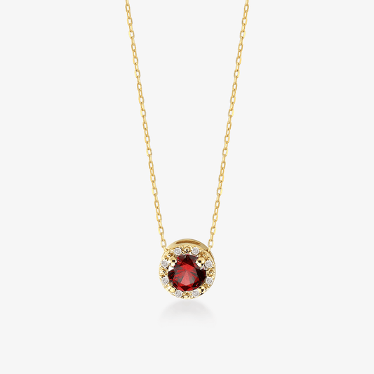 Halskette mit Rahmenanhänger aus Diamanten und Rubinen