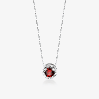 Halskette mit Rahmenanhänger aus Diamanten und Rubinen
