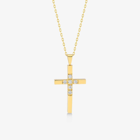 Kleine Diamantkreuz-Halskette