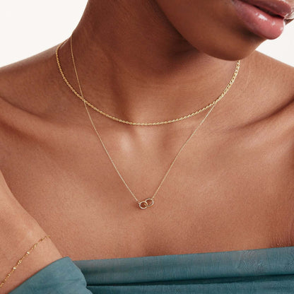 Collier cercles entrelacés en or massif 585